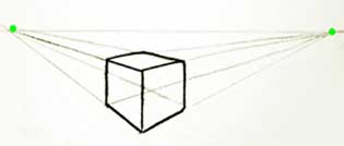 two point perspective cube example